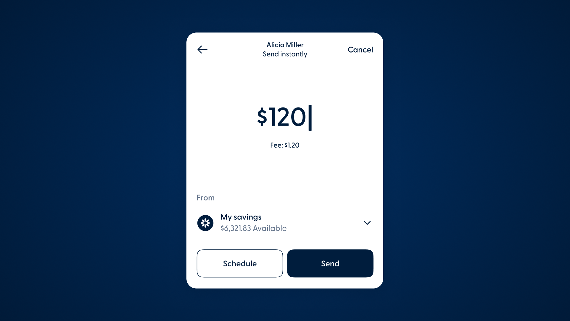 A credit union member sending an instant payment through FedNow.